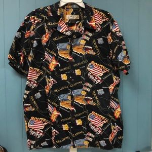 High Surf Hawaiian Shirt‎ Mens XL Route 66 Map Print Road Trip Black USA cars